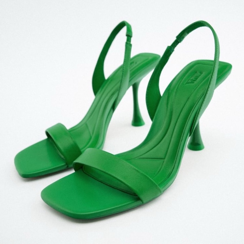 Green ZARA heeled sandals